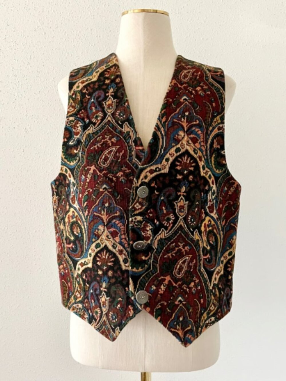 RAFAELLA Women's Size Medium Vintage Patterned Embroidered Sleeveless Vest Vtg M